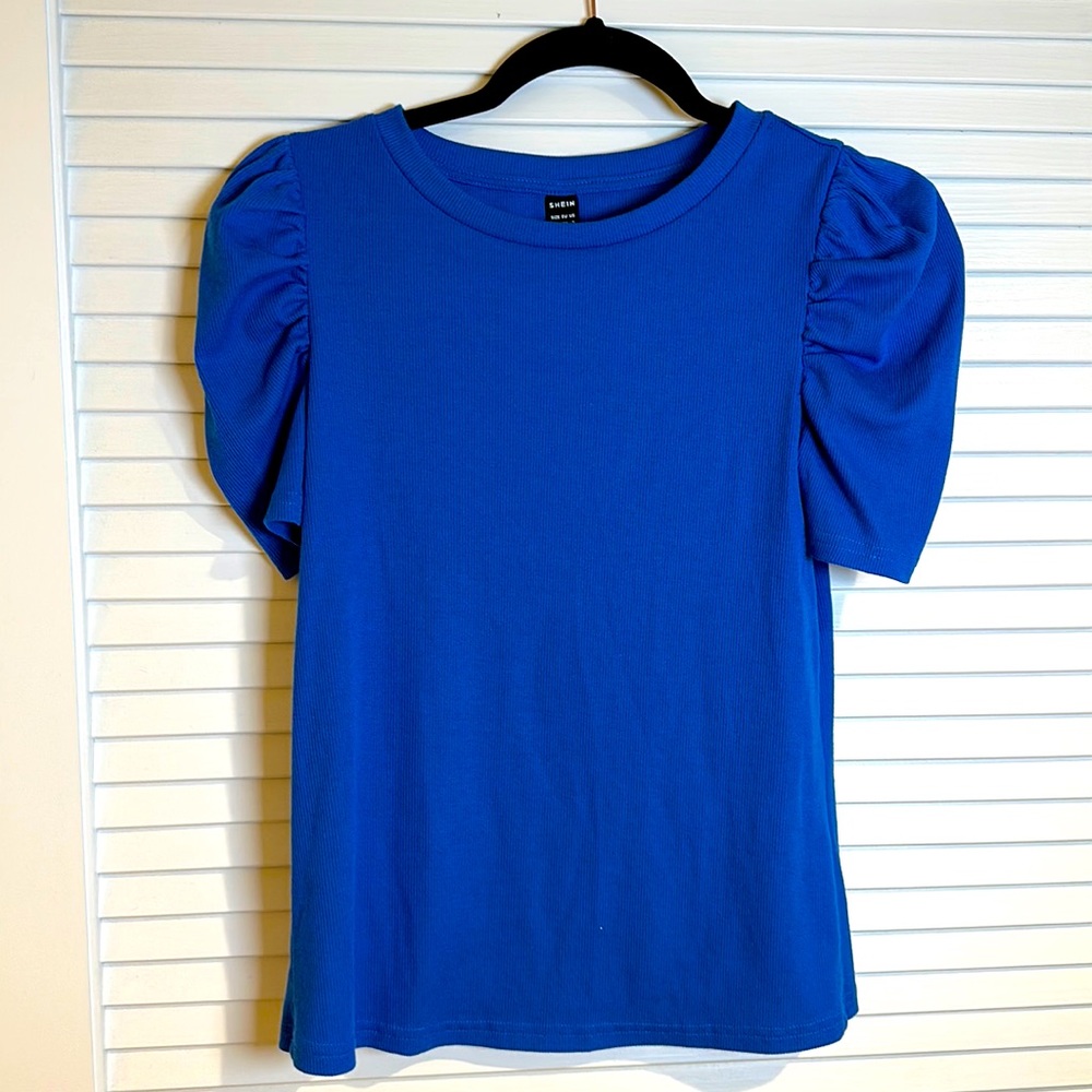 SHEIN New  S Blue Puff Sleeve Tee